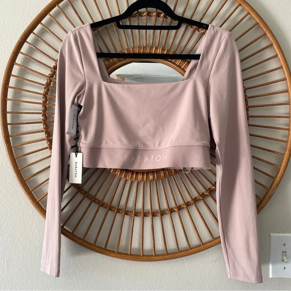 NWT Aritzia babaton long sleeve crop t shirt mauve pink Sz M - Picture 1 of 7